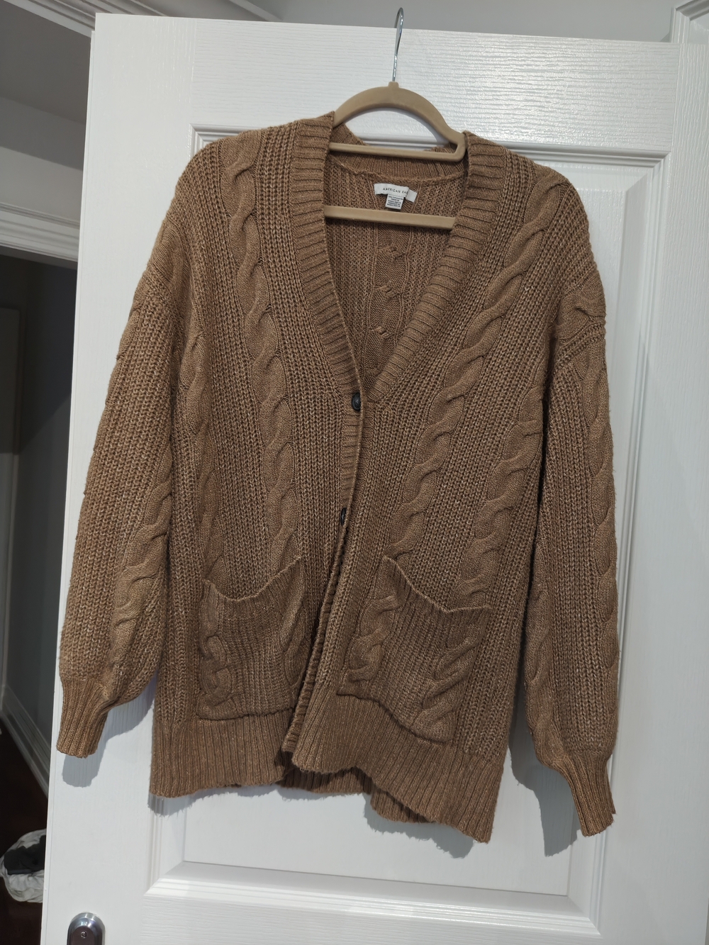 American Eagle Outfitters Camel Cable Knit Cardigan